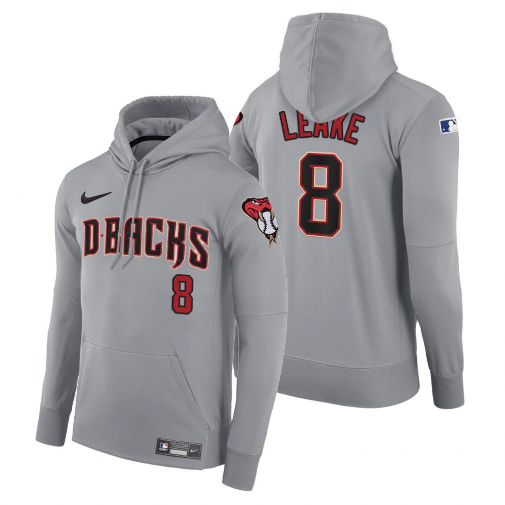 Men Arizona Diamondback 8 Leake gray road hoodie 2021 MLB Nike Jerseys